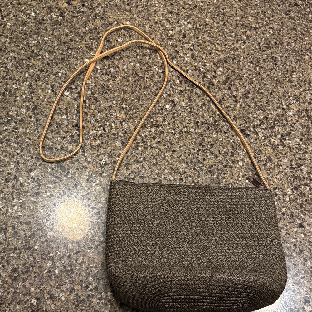 100% Paper Straw Elegant Brown Women's Crossbody Bag